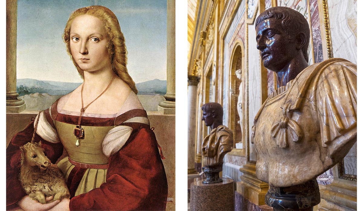 Dama con licorno di Raffaello Sanzio | Busti romani